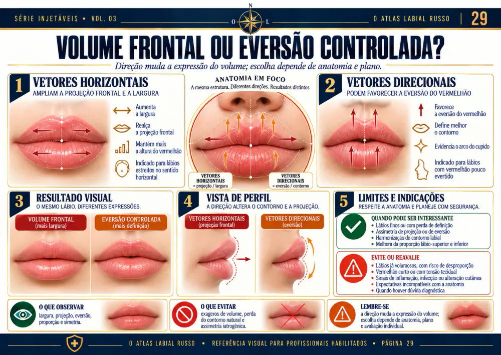 Página real comparando volume frontal e eversão controlada