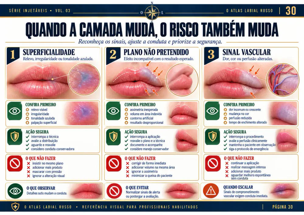 Página real sobre camadas, sinais e risco