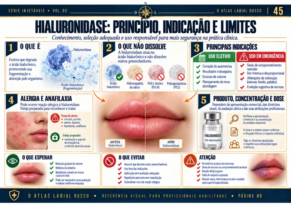 Página real sobre hialuronidase, indicação e limites